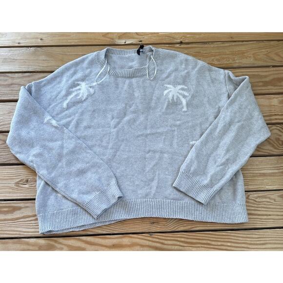 Rails Perci Palms Cashmere Sweater Size Large Women’s Gray - Picture 1 of 9